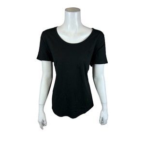 Soulgani Active Chaos & Beauty Short Sleeve Top with Side Slits Black Large Size